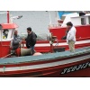 Zoom Chilean fishermen on a boat